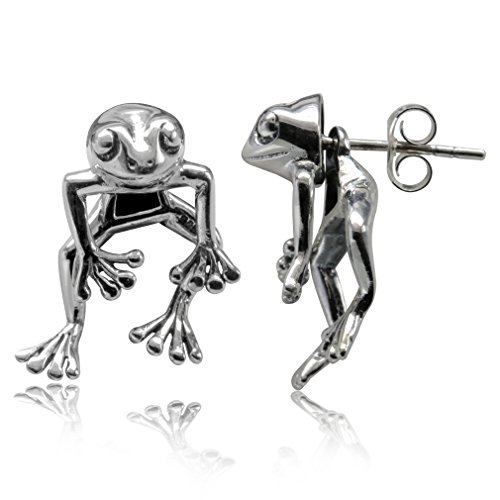 2-Piece Frog 925 Sterling Silver Dangle Post Earrings