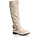 Twisted Women's Amira Asymetrical Zipper and Buckle Knee-High Riding Boot