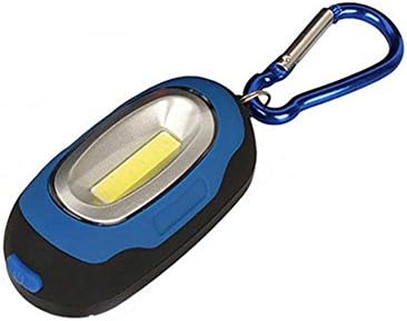 COB LED Key Ring Torch with Magnet, Keyring Torch Light, Batteries Include, Magnetic Pocket Flashlight with Carabiner, Portable and Mini Size, 4 Assorted Colors (Blue)