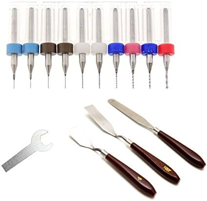 CloverTale 3d Printer Print Build Plate Removal Accessories Spatula tools, Clogged Extruder Nozzles Unclogging Drill Cleaner (10 pack), nozzle removal wrench