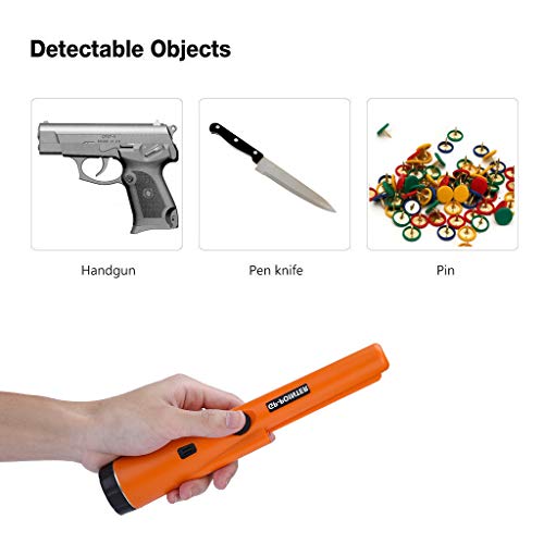 PinPointer Metal Detector, Fully Waterproof Scanning Unearthing Treasure Finder, 360° Side-scan Treasure Pinpointing Finder Probe with Belt Holster for Adults and Kids (Black) (Orange)
