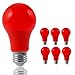 JandCase Red Light Bulb, A19 Red Colored Light Bulb, 9W(70W Equivalent), E26 Base for Porch, Home Holiday Decoration, Halloween, Christmas, Party, Wedding, Bar Mood Decor, Not-Dimmable, 6 Pack