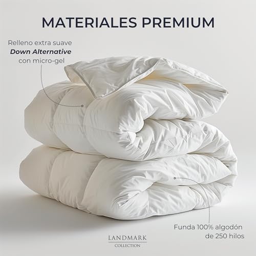 Landmark Collection Edredón/Duvet King Size Hotel de Lujo | Down Alternative/Plumón Alternativo | 100% Algodón | Todas Las Temporadas | Sensación Plumas de Ganso | Oeko-Tex