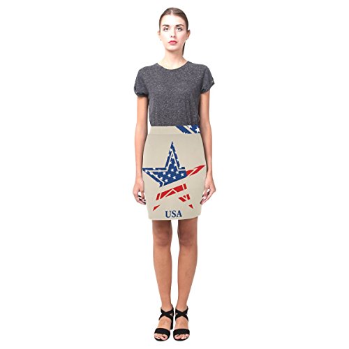Vintage Distressed American Flag Stars Stripes Womens Pencil Skirt