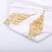 Set of 2 14K Gold Plated Large Dangling Leaf Tiered Long Women's Earrings