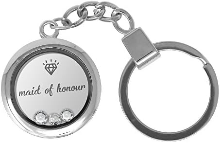 Truly Charming Will You Be My Maid Of Honour Floating Charm Keyring Made With 3 Crystals From Swarovski Supplied In A Special Themed Gift Box