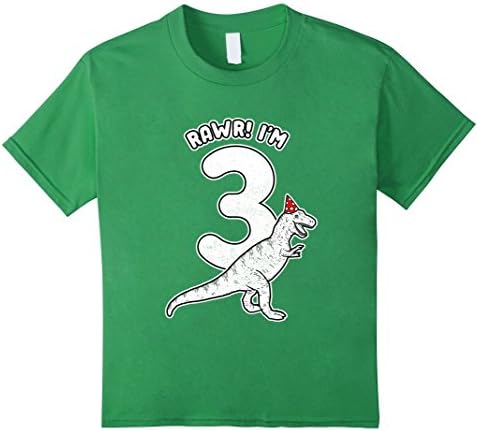 Kids 3rd Birthday T-Rex T-Shirt | Boys 3 Year Dinosaur Gift 4 Grass