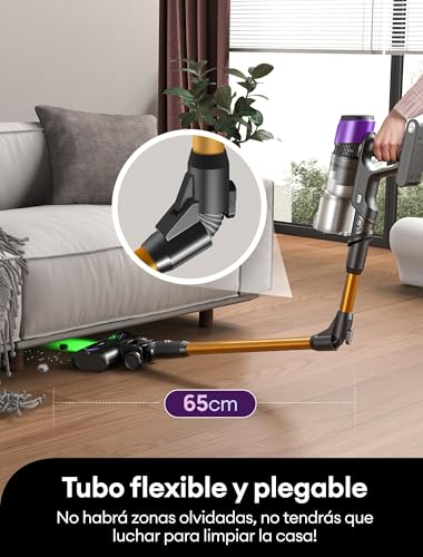 U20 Aspiradora sin Cable 55Kpa/55Min, Cepillo Anti-Enredo Mejorado, Aspirador Escoba con Brazo Flexible, Limpieza Ultraprofunda Bajo Muebles sin Agacharse, para Alfombra/Pelo de Mascotas