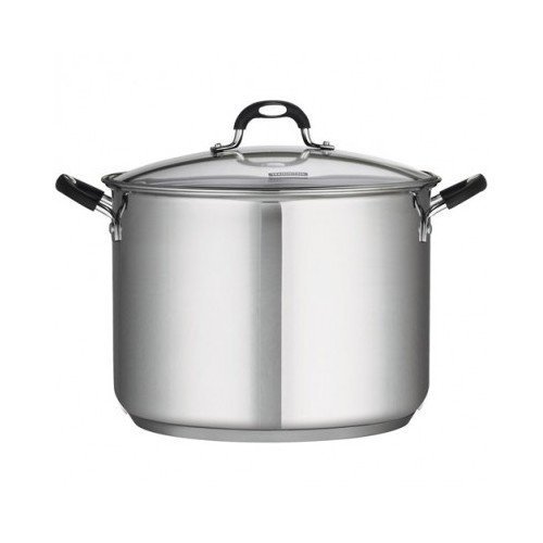 22 Qt Tramontina Stainless Steel Covered Stockpot, Induction Ready, 3ply Base, Clear Lid by Tramontino