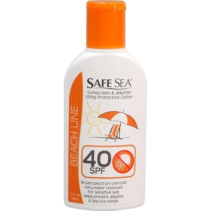Safe Sea Anti-jellyfish Sting Protective Lotion - Sunscreen - Sunblock - Sea Lice - Jelly Fish (SPF40, 4oz Bottle) by Safe Se