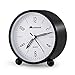 Alarm Clock.Mensent 4 inch Round Silent Analog Alarm Clock Non Ticking,with Night Light, Battery Powered Super Silent Alarm Clock, Simple Design Beside/Desk Alarm Clock (White) (Black2)