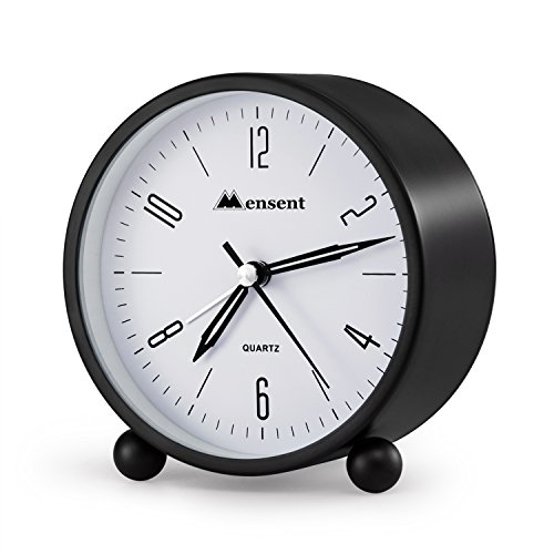 Buy Alarm Clock.Mensent 4 inch Round Silent Analog Alarm Clock Non