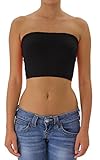 MUSA Seamless Solid Cropped Tube Top Bandeau, One Size, Black