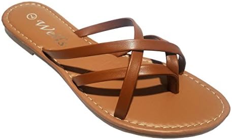 Elegant Women's Fashion Strappy Tan Flat Sandals Tan 8, M US
