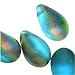 Czech Glass Smooth Teardrop Beads 9x6mm - Frosted Aqua Vitrail Light (20)