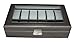 12 Piece Pewter Carbon Fiber Watch Display Case Men's or Ladies Watch Box Jewelry Glass Top