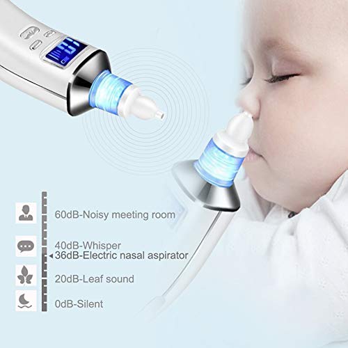 Electric Baby Nasal Aspirator Nose Cleaner and Snot Sucker - Adjustable Settings and Reusable Tips with LCD Screen - Thumbnail 3