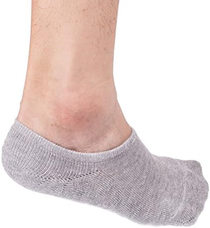 Laluna Men's No-Show Casual Socks Pack Of 1 Pairs Quality Cotton, Non Slip Light Grey Medium