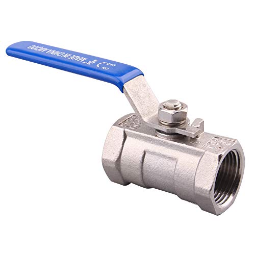 Stainless Steel 1PC Ball Valve with Blue Vinyl Handle Female to Female Standard Port for Water Oil and Gas PTFE Seal 3/4" NPT - Thumbnail 2