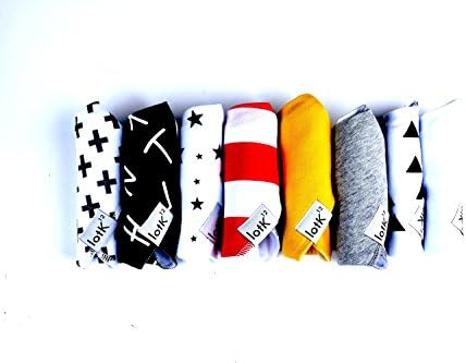 lotK12 Set of 8 100% Organic Baby Bandana Drool Bibs Wrapped in Gift Box-Unisex,Boys,Girls