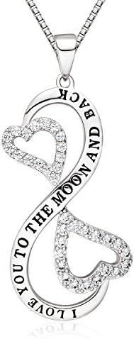 ACOGO Jewelry “I Love You to the Moon and Back” Infinity Pendant Necklace, Gift for Girls & Women, 18''