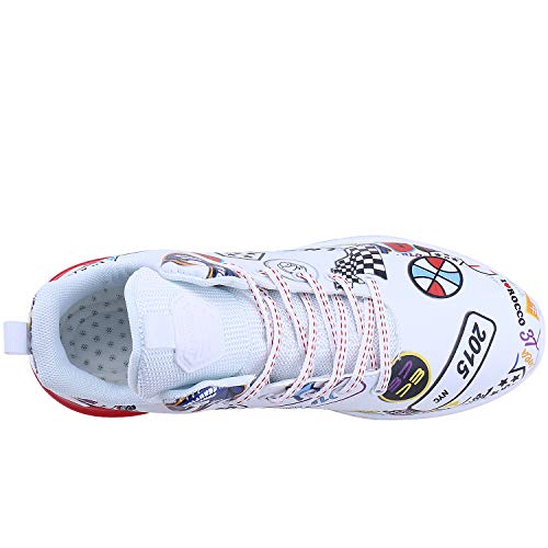 FEITAI Mens Basketball Sneakers Running Shoes Sport Athletic Boys Fashion Lightweight Shoes, White 7