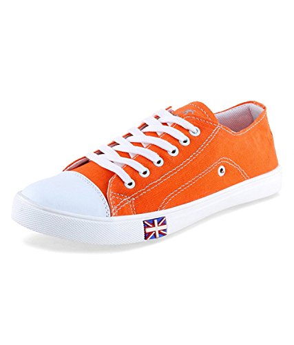 orange canvas shoes