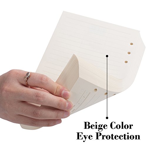 2 Pack A5 Refill Lined Paper 6 Ring Binder Filler Paper Inserts for Refillable Loose Leaf Journal Notebook Diaries, 5.5" x 8.2" 100 Sheets/200 Pages, Eye Protection Light Yellow - Thumbnail 2