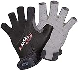 Hyperflex 3/4 Finger Gloves - Helps Protect Hands - Kayak Gloves for Kiteboarding, Canoeing and Stand-Up Paddle-Boarding - Padded and Vented for Durability and Comfort - Adjustable Wrist Cinch Large