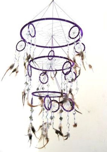 Dream Catcher Dreamcatcher Feather Dream Catcher Native American Mosaic Glass and Feather PURPLE DREAM CATCHER XLARGE TRIPLE SIZE, 30