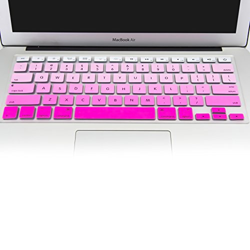 Allytech Faded Ombre Series Keyboard Cover Silicone Skin Protector for MacBook Pro 13" 15" 17" (with or w/out Retina Display) iMac Apple Wireless Keyboard and MacBook Air 13" (# Gradient light Pink)