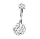 PiercingJ 14G Belly Button Ring Bling Czech Crystal Classic Belly Button Naval Ring 14 Gauge 3/8