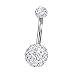 PiercingJ 14G Belly Button Ring Bling Czech Crystal Classic Belly Button Naval Ring 14 Gauge 3/8