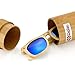 Polarized Genuine Bamboo lightweight Wood Entire Frame Vintage Handcraft Sunglasses Mens Womens Eyewear with Wooden Bamboo box - Blue