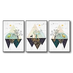 3 Piece Framed Canvas Home Artwork Decoration Abstract Mountain Canvas Wall Art for Living Room, Bedroom - 16"x24"x3 Panels
