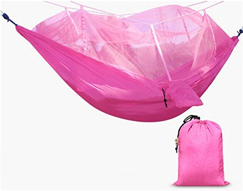Mosquito Net Hammock Portable Double Camping Hammocks Bug Free Ultralight Nylon Hammock for Sleeping, Trekking,Travel, Camping, Hiking, Backpacking.Stuff Bag Included (Pink)