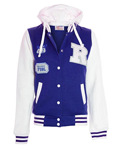 Mymixtrendz Women's Baseball Hooded Top Bomber Jersey Jacket