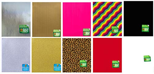 Duck Brand Duct Tape and Glitter Sheet Variety Assortment Bundle 10-Pack 8.25 inches by 10 inches (Set H)