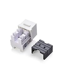 [UL Listed] Cable Matters (25-Pack) perfil delgado 90 grados Cat 6 RJ45 Keystone Jacks con Keystone Punch Down soporte, color blanco