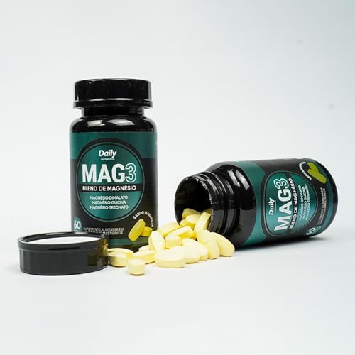 Magnesio Mag 3 Dimalato Treonato Glicina Magnesium 1000mg 100% Puro 60 Comprimidos Mastigaveis Sem Glúten Sabor Maracujá