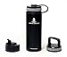 Liquid Savvy 18oz Insulated Water Bottle with 3 lids - Stainless Steel, Wide Mouth Double Walled Vacuum Insulated Bottle for Hot and Cold Beverages