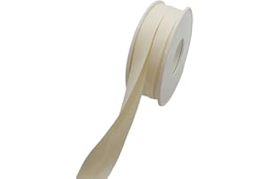 Hobby Trendy 100% Cotton Bias Binding Tape (Double Fold) 10mm (3/8") (5meters- 5.46yards) for Sewing, Seaming, Binding, Hemming, Piping, Quilting (02 Cream)