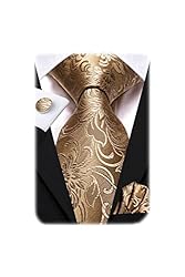 Hi-Tie Floral Khaki Ties for Men Silk Tie and