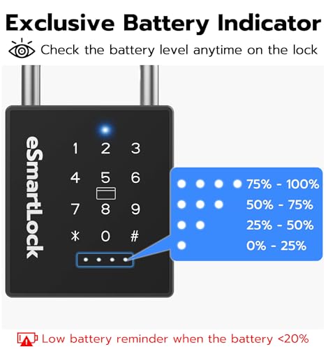Foxlock Heavy Duty Smart Padlock with Key, Pad Lock with Code Keypad, Weatherproof Bluetooth RFID Keyless Electronic Digital Combination Lock for Gate Outdoor Fence Storage Unit Locker Pool Shed