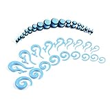 Light Blue Plugs Kit with Spiral and Tribal Tapers Kit 54 pieces Gauges Kit 14G-00G Stretching Set