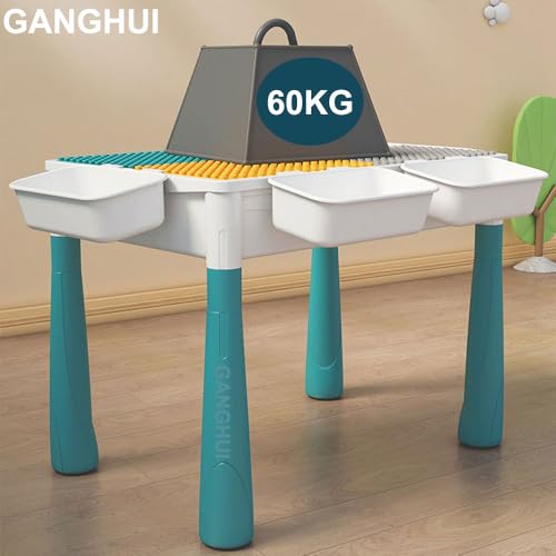 Multi-Functional Kids Activity Table & Chair Set,Building Block Play Surface,Sand/Water Station & Study Desk with Chairs - Multi-Functional Educational Toy for Boys & Girls Ages 3-8 Years