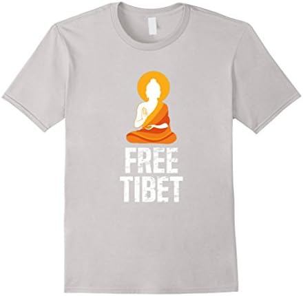Men's Free Tibet T-Shirt Vintage Retro Meditation Himalaya Yoga XL Silver