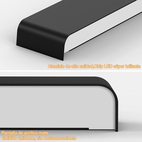 Sunsign 40cm Lámpara de Pared Moderna, 8-12W Lámpara de Pared para Baño,LED Para Interior, Dormitorio/Sala de Estar/Comedor/Pasillo, 2 piezas (Negro+Luz cálida)