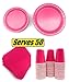 Serves 50 Complete Party Pack, Pink Disposable Tableware Set – 9