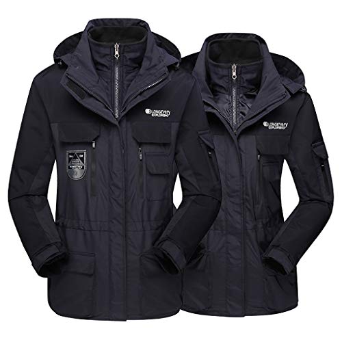 Luca-Coat LUCAMORE Unisex Hooded Waterproof Windbreaker Jacket Detachable Rain Jacket Outdoor Casual Sportswear Black - Thumbnail 5